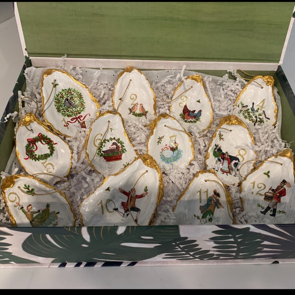 12 Days of Christmas Handmade Oyster Shell Ornaments